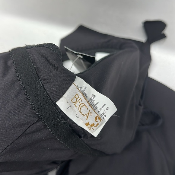 Becca Socialite Swimsuit One Piece V-Neck Ruffled Plunging Black New Size Small - Picture 10 of 12